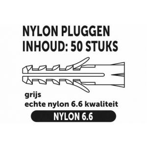 Private-Label nylon plug grijs 10x50 mm doos 50 stuks 52560