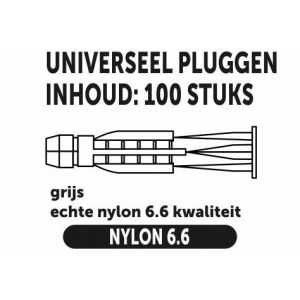 Private-Label universeelplug met kraag grijs 6x36 mm doos 100 stuks 52565