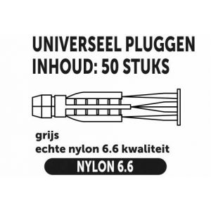 Private-Label universeelplug met kraag grijs 10x60 mm doos 50 stuks 52569