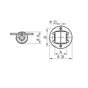 Tente bokwiel zwart 14 mm maximaal 15 kg 56000