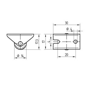 Tente bokwiel zwart 14 mm maximaal 25 kg 56002