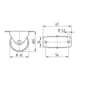 Tente bokwiel zwart 45 mm maximaal 40 kg 56008