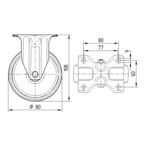 Tente bokwiel zwart 80 mm maximaal 70 kg 56114