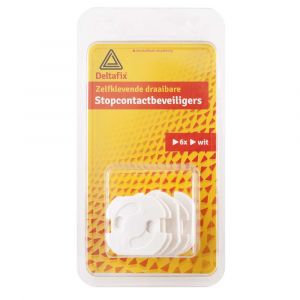 Deltafix stopcontactbeveiliger zelfklevend wit verpakking 6 stuks 602