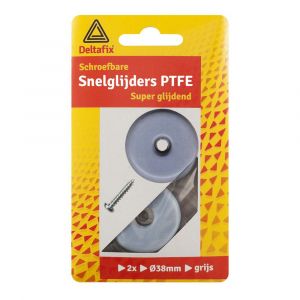 Deltafix snelglijders ptfe met schroef grijs 38 mm verpakking 2 stuks 713