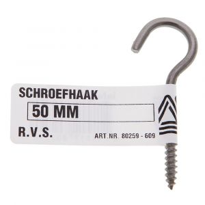 Deltafix schroefhaak RVS A2 50 mm 80259
