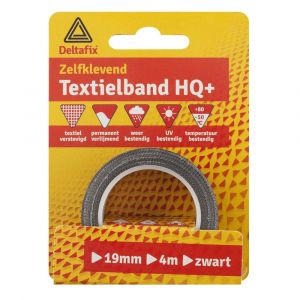 Deltafix ducttape zelfklevend textielband HQ+ zwart 4 m x 19 mm 805