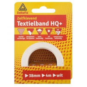 Deltafix ducttape zelfklevend textielband HQ+ wit 4 m x 38 mm 811