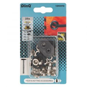 QlinQ zeilring 6 mm vernikkeld set 25 stuks met tool 1095970