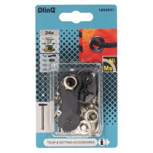 QlinQ zeilring 8 mm vernikkeld set 24 stuks met tool 1095971