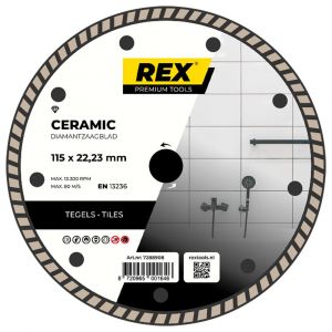 REX Ceramic diamant tegelzaagblad 115 mm asgat 22.23 mm tegels-natuursteen 7288908