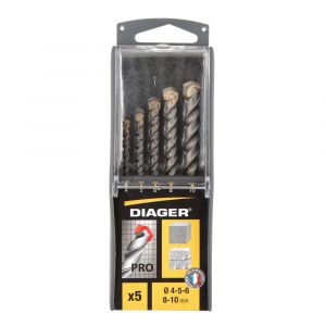 Diager Pro steenboorset 5 stuks 4-5-6-8-10 mm 14400026