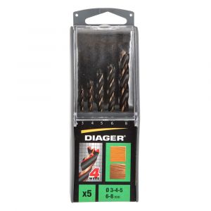 Diager 4wood Pro houtspiraalborenset 5 stuks 3-4-5-6-8 mm 14400108