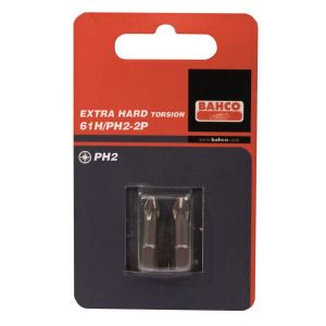 Bahco 61H/PH 2P bit 1/4 inch 25 mm Phillips PH 3 gehard 2 delig 61H/PH3-2P