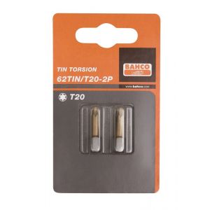 Bahco 62TIN/T 2P bit 1/4 inch 25 mm Torx T 20 tin 2 delig 62TIN/T20-2P