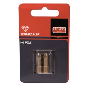 Bahco 63D/PZ 2P bit 1/4 inch 25 mm Pozidriv PZ 2 diamant 2 delig 63D/PZ2-2P