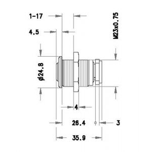 Evva plaatmontagecilinder 23 mm 3KS diameter 24,8 mm keersleutel verschillend sluitend messing vernikkeld MB23MB-3KS-NI