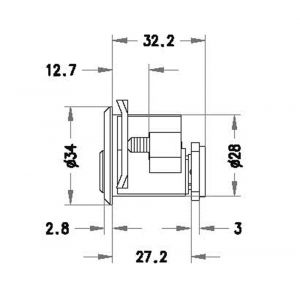 Evva plaatmontagecilinder 3KS diameter 28 mm keersleutel verschillend sluitend messing vernikkeld ZB27-3KS-NI
