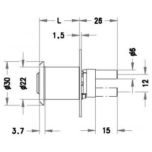 Evva plaatmontagecilinder voor bureauladen 3KS diameter 22 mm keersleutel verschillend sluitend messing vernikkeld ZVZ22-3KS-NI