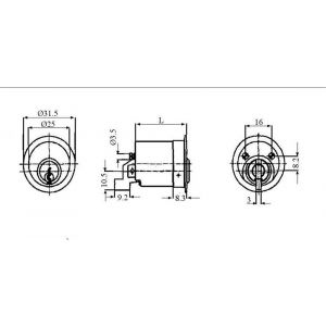 Evva meubelcilinder 26 mm lang EPS diameter 25 mm stiftsleutel conventioneel plan messing vernikkeld MR25ESP-26-EPS-HS