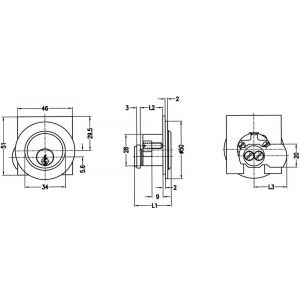 Evva plaatmontagecilinder met stofkap EPS diameter 28 mm stiftsleutel conventioneel plan messing vernikkeld ZB27K-EPS-HS