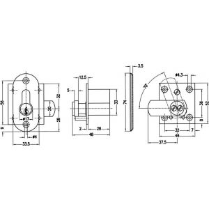 Evva houtmontagecilinder NL 45,7 mm stiftsleutel conventioneel plan messing vernikkeld HMB-NL-HS