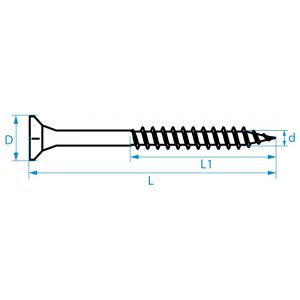 QZ 805 spaanplaatschroef platkop 3.0x35 mm Torx TX 10 staal gehard geelverzinkt 805.30035.1122