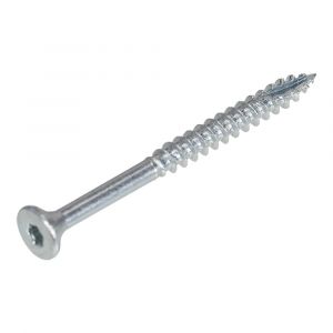 Homefix spaanplaatschroef staal verzinkt VZ platkop PK Torx TX 25 met snijpunt 6.0x130 mm blister 8 stuks 6701.20.70390