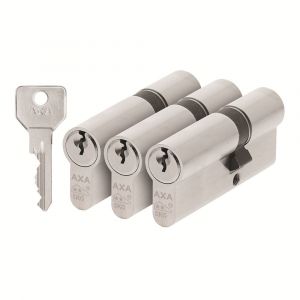 AXA dubbele veiligheidscilinder set 3 stuks gelijksluitend Security verlengd 30-45 7211-03-08/G3