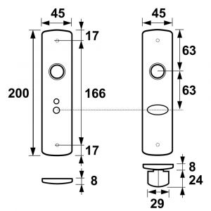 AXA Curve Klik toiletdeurschilden TL 63-8 6210-48-11/BL63