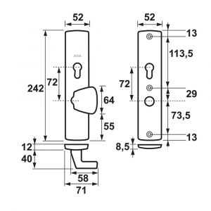 AXA Curve veiligheidsbeslag Comfort S-knop PC 72 6650-42-11/72