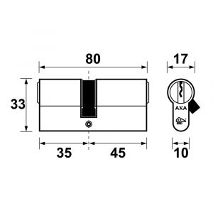 AXA dubbele veiligheidscilinder set 2 stuks gelijksluitend Security verlengd 35-45 7211-13-08/G2