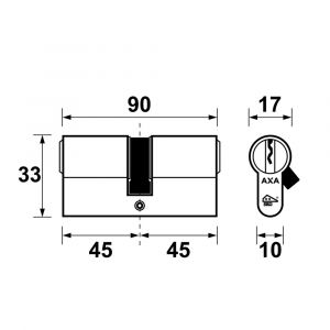 AXA dubbele veiligheidscilinder set 3 stuks gelijksluitend Security verlengd 45-45 7211-33-08/G3