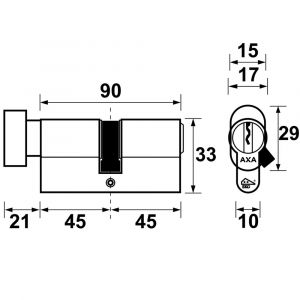 AXA knop veiligheidscilinder Security verlengd K45-45 7215-33-08