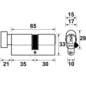 AXA knop veiligheidscilinder Security verlengd K35-30 7215-01-08