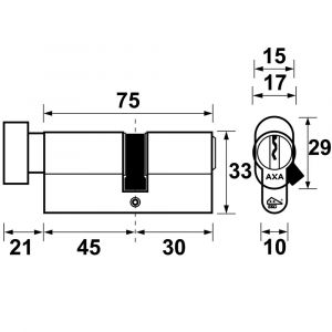 AXA knop veiligheidscilinder Security verlengd K45-30 7215-03-08