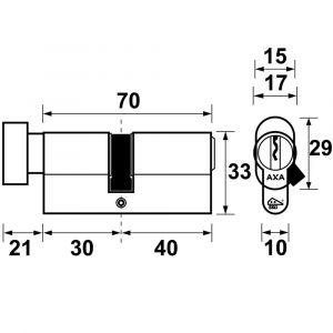 AXA knop veiligheidscilinder Security verlengd K30-40 7215-20-08