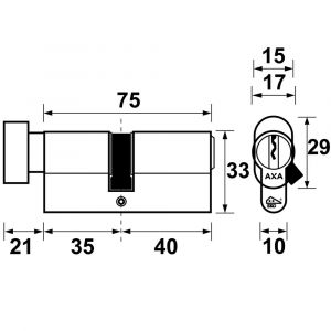 AXA knop veiligheidscilinder Security verlengd K35-40 7215-21-08