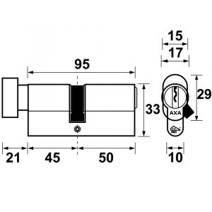 AXA knop veiligheidscilinder Security verlengd K45-40 7215-23-08