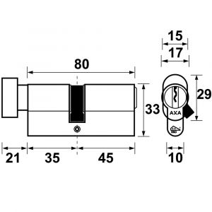 AXA knop veiligheidscilinder Security verlengd K35-45 7215-31-08