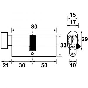 AXA knop veiligheidscilinder Security verlengd K30-50 7215-40-08