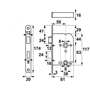 AXA Toilet-badkamerslot TL 63-8 7165-50-81/63L