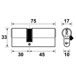 AXA dubbele veiligheidscilinder set 2 stuks gelijksluitend Security verlengd 30-45 7211-03-08/G2