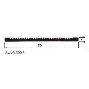 AluArt slijtstrip 70x3mm geboord en gesoevereind L 5000 mm aluminium brute AL043224