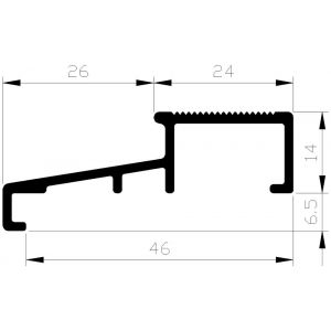 AluArt dorpelprofiel S3 14x46 mm bewerkt L 5000 mm aluminium brute AL040450