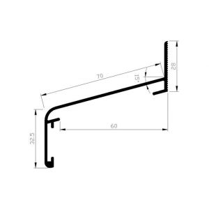 AluArt waterslagprofiel Roundline 15 graden 70/60 mm L 6000 mm aluminium brute AL060407