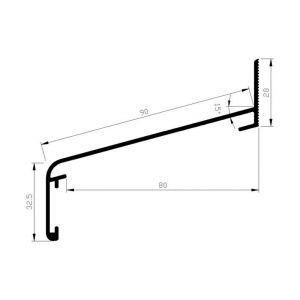 AluArt waterslagprofiel Roundline 15 graden 90/80 mm L 6000 mm aluminium brute AL060409