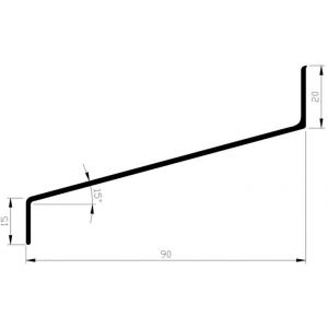 AluArt waterslagprofiel 90 mm L 3000 mm per 2 stuks aluminium brute AL064611