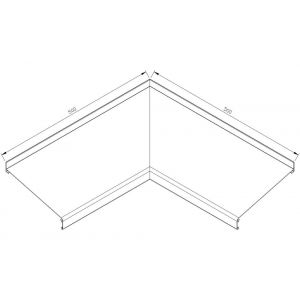 AluArt waterslagprofiel hoekstuk 90 graden inwendig 500x500 mm voor Roundline 200/15 aluminium brute AL062420