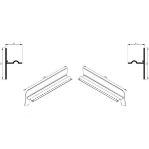 AluArt waterslagprofiel stel kopschotjes op en neer gekeept links en rechts voor Roundline 165/5 aluminium brute AL065165